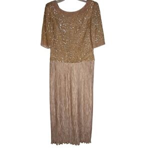 Pierre Labiche Sequin Dress Formal Evening Party‎ Pleated Gown Size 8